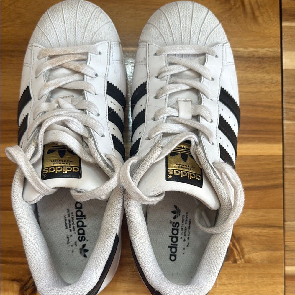 Adidas Classic White Sneakers with Black Stripes